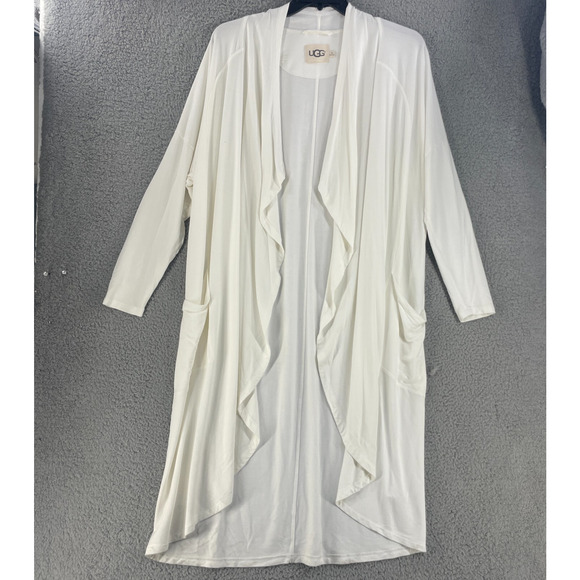UGG Womens Cardigan Sweater Sz Medium / Large Cream Soft Stretch Lagenlook - Picture 1 of 13